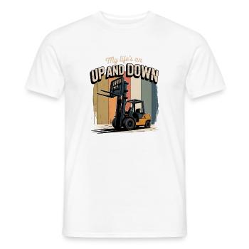 Ma vie en haut en bas | Chariots élévateurs - T-shirt homme - blanc - Devant - AI Model Male 178 dark (178cm)
