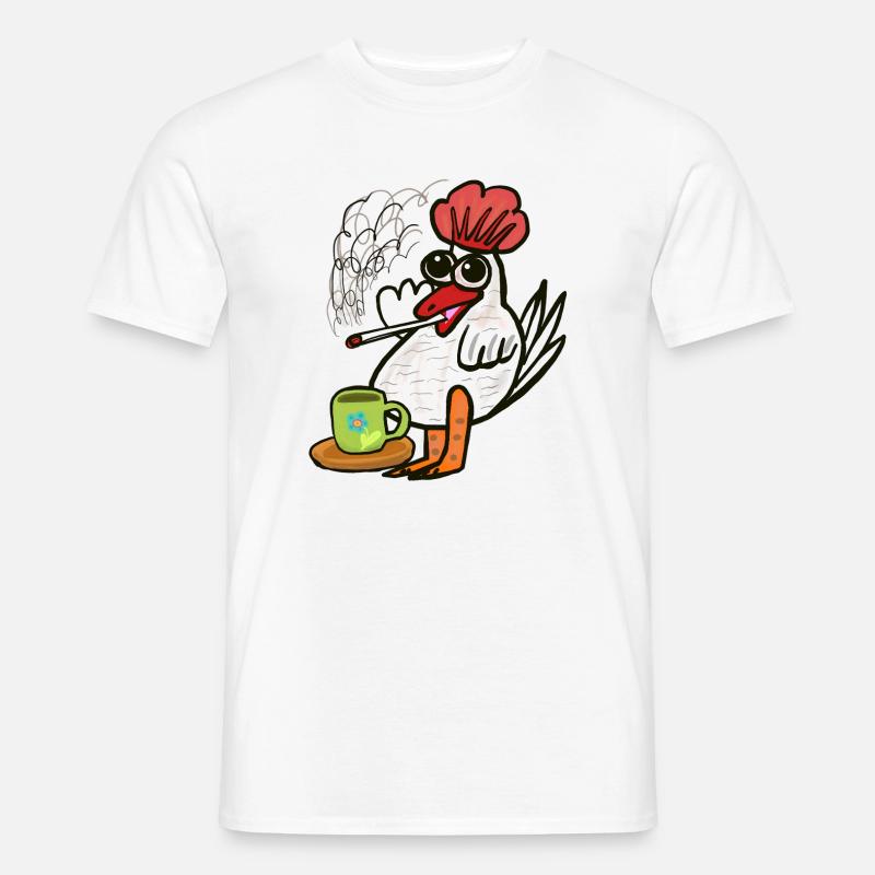 Kaffee Kippen Zigaretten Huhn Pause - Männer T-Shirt - Weiß