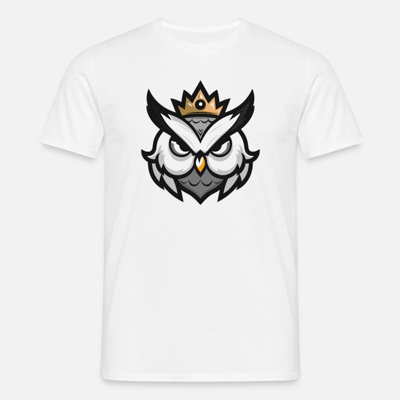 Eule Kopf Krone - Männer T-Shirt - Weiß