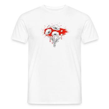 Poppies Rouge, Noir, Design Vintage - T-shirt homme - blanc - Devant - AI Model Male 178 dark (178cm)