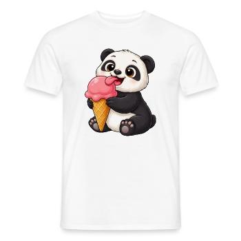 Panda Glace Animaux Art Enfants Été Kawa - T-shirt homme - blanc - Devant - AI Model Male 178 dark (178cm)