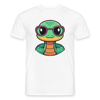 Snake Cartoon Nerd Glasses - Men's T-Shirt - white - Front - AI Model Male 178 dark (178cm)