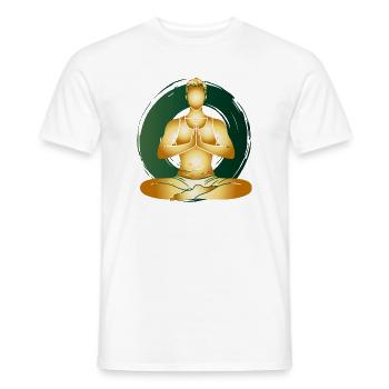Golden Yoga Man Méditation Zen Wellness - T-shirt homme - blanc - Devant - AI Model Male 178 dark (178cm)