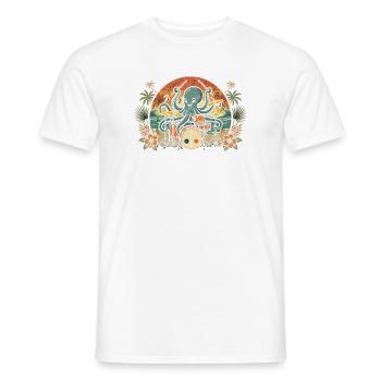 Tropical Octopus Drummer - Men's T-Shirt - white - Front - AI Model Male 178 dark (178cm)