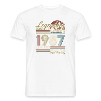 Cadeau rétro vintage d’anniversaire 1987 - T-shirt homme - blanc - Devant - AI Model Male 178 dark (178cm)