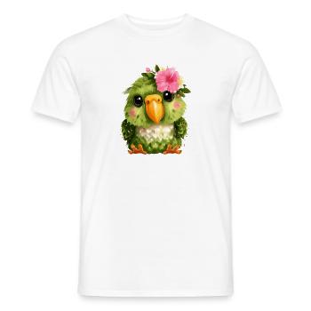 Frühlingsparrot mit Blumenkranz - Männer T-Shirt - Weiß - Vorne - AI Model Male 178 dark (178cm)