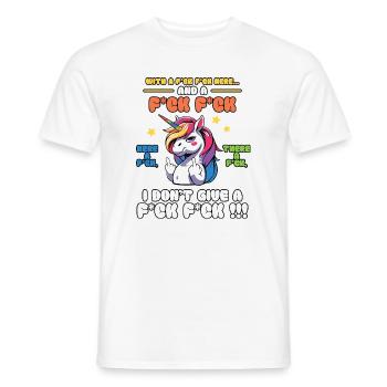 Buntes Einhorn mit frechem Spruch Old Mcdonald - Männer T-Shirt - Weiß - Vorne - AI Model Male 178 dark (178cm)