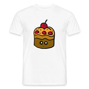 Gâteau kawaï avec maquine cerise - T-shirt homme - blanc - Devant - AI Model Male 178 dark (178cm)
