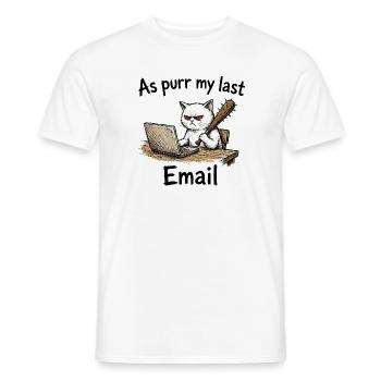 Wütende Katzen-Email am Laptop per my last mail - Männer T-Shirt - Weiß - Vorne - AI Model Male 178 dark (178cm)