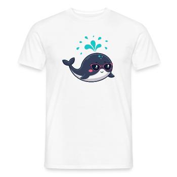 Niedlicher lächelnder Wal und rosa Brille - Männer T-Shirt - Weiß - Vorne - AI Model Male 178 dark (178cm)