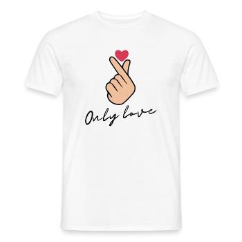 Only Love Design, süßes Herz Statement Shirt! ❤️ - Männer T-Shirt - Weiß - Vorne - AI Model Male 178 dark (178cm)