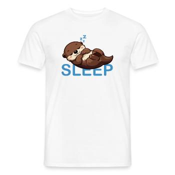 Dessin animé de la Loutre endormie mignon - T-shirt homme - blanc - Devant - AI Model Male 178 dark (178cm)