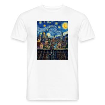 Regenbogenkatze Sternennacht Van Gogh Kunst - Männer T-Shirt - Weiß - Vorne - AI Model Male 178 dark (178cm)