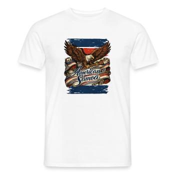 Aigle sur ruban de drapeau Samoa américaines - T-shirt homme - blanc - Devant - AI Model Male 178 dark (178cm)