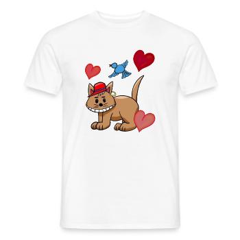 Herz Katze Katzen Vogel Kinder - Männer T-Shirt - Weiß - Vorne - AI Model Male 178 dark (178cm)