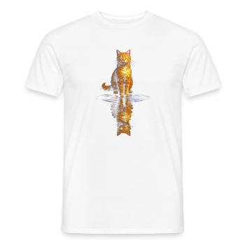 Orange cat artist at the water level - Men's T-Shirt - white - Front - AI Model Male 178 dark (178cm)