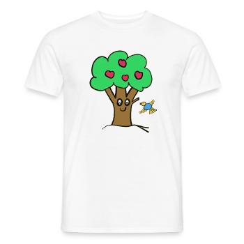 Pommier Arbre Oiseau de la nature - T-shirt homme - blanc - Devant - AI Model Male 178 dark (178cm)