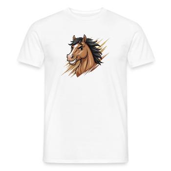 Dynamischer Cartoon-Pferdekopf - Männer T-Shirt - Weiß - Vorne - AI Model Male 178 dark (178cm)