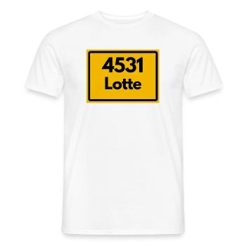 OLD POSTCODE POSTCODE RETRO 4531 LOTTE HEIMATSTOLZ - Men's T-Shirt - white - Front - AI Model Male 178 dark (178cm)