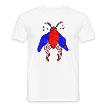 Papillon rouge aux ailes bleues - T-shirt homme - blanc - Devant - AI Model Male 178 dark (178cm)