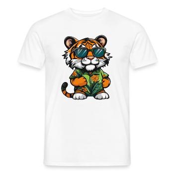 Tiger Comic Vacation - Men's T-Shirt - white - Front - AI Model Male 178 dark (178cm)
