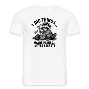 Raccoon Gardener Digging for Plants - Men's T-Shirt - white - Front - AI Model Male 178 dark (178cm)