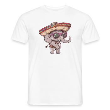 Sombrero comique drôle d’éléphant - T-shirt homme - blanc - Devant - AI Model Male 178 dark (178cm)