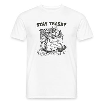 Stay Trashy Raccoon Opossum Skunk - Men's T-Shirt - white - Front - AI Model Male 178 dark (178cm)