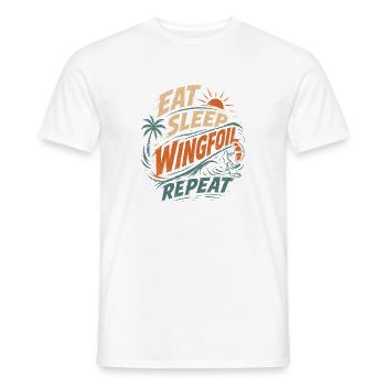 Manger Dormir Wingfoil Répéter Surf Design - T-shirt homme - blanc - Devant - AI Model Male 178 dark (178cm)