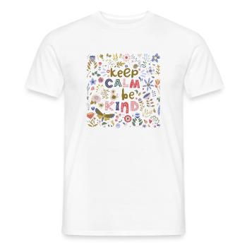 Keep Calm And Be Kind Folk Art Floral - Men's T-Shirt - white - Front - AI Model Male 178 dark (178cm)