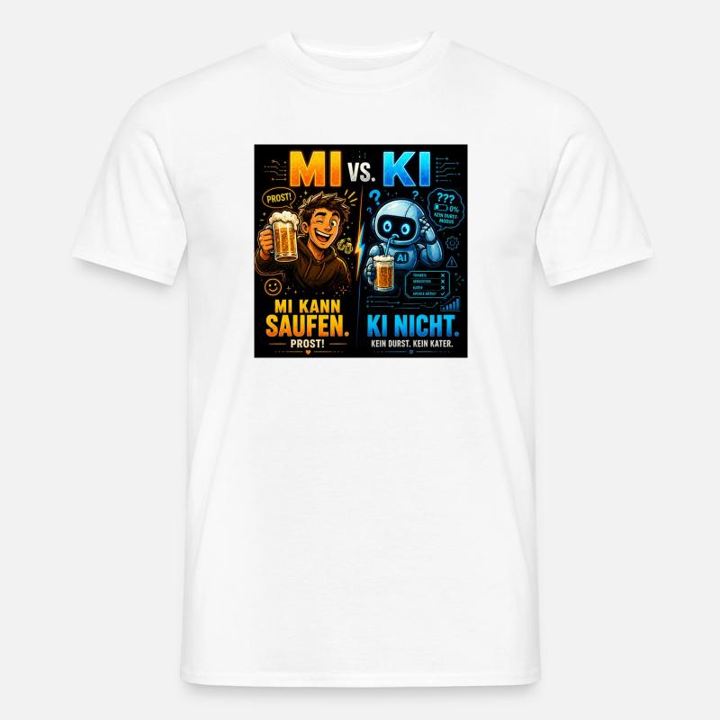 MI vs KI – Prost statt Prompt - Männer T-Shirt - Weiß