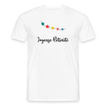 RETRAITE. RETRAITE. RETRAITEE. RETRAITE - T-shirt homme - blanc - Devant - AI Model Male 178 dark (178cm)