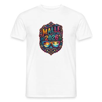 Malle 2026 Mallorca Palmen Bunt - Männer T-Shirt - Weiß - Vorne - AI Model Male 178 dark (178cm)