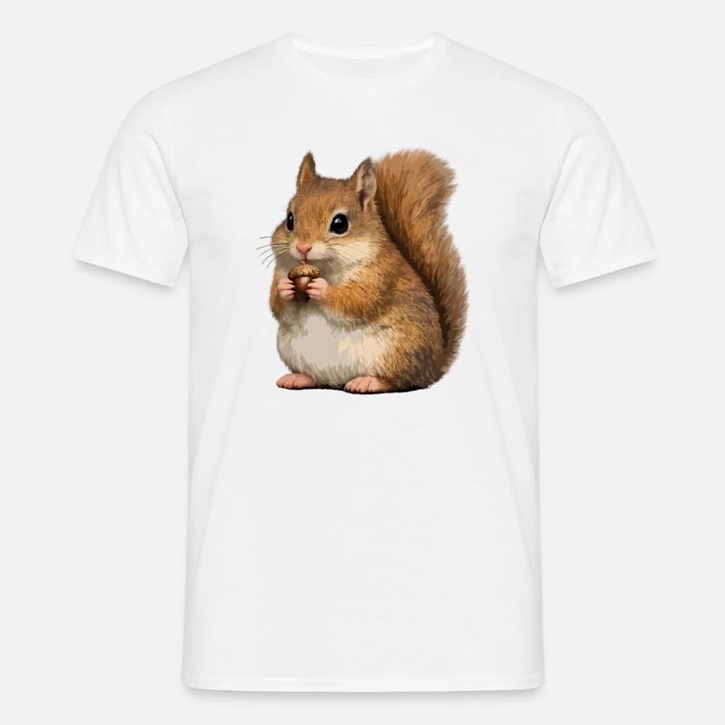 Eichhörnchen mit Eichel - Männer T-Shirt - Weiß