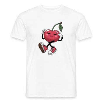 Dancing cherry with sneakers cheerful - Men's T-Shirt - white - Front - AI Model Male 178 dark (178cm)