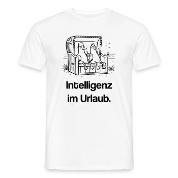 Möwen Strandkorb T-Shirt – lustiges Meme  - Männer T-Shirt - Weiß - Vorne - AI Model Male 178 dark (178cm)