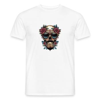 Fleurs de Crâne - T-shirt homme - blanc - Devant - AI Model Male 178 dark (178cm)
