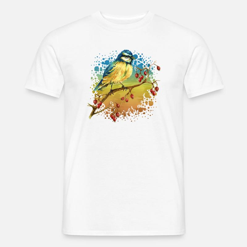 Bunter Vogel - Männer T-Shirt - Weiß