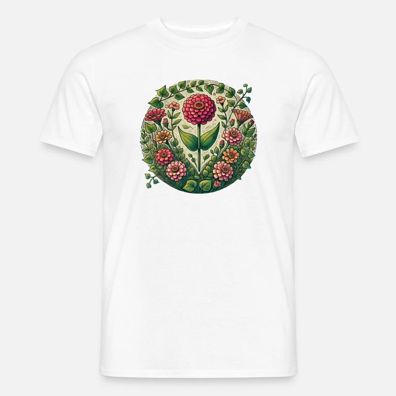 Kreisrunder Dahliengarten - Männer T-Shirt - Weiß