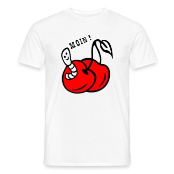 Cherries with worm - Men's T-Shirt - white - Front - AI Model Male 178 dark (178cm)