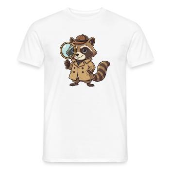 Raccoon detective with magnifying glass - Men's T-Shirt - white - Front - AI Model Male 178 dark (178cm)