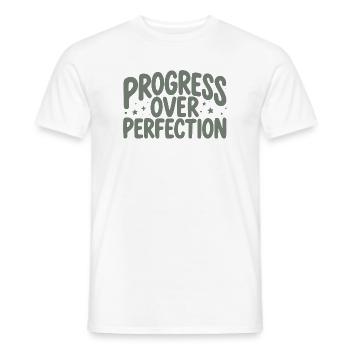 Progress counts | Motivation - Men's T-Shirt - white - Front - AI Model Male 178 dark (178cm)