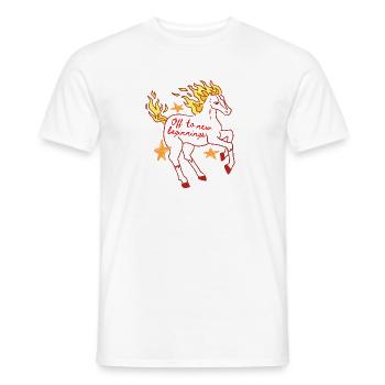 Fiery Horse: Dawn of the New - Men's T-Shirt - white - Front - AI Model Male 178 dark (178cm)