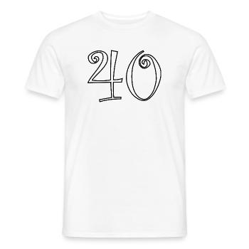 40. 40 ANS. 40e ANNIVERSAIRE. ANNIVERSAIRE 40 ANS. - T-shirt homme - blanc - Devant - AI Model Male 178 dark (178cm)