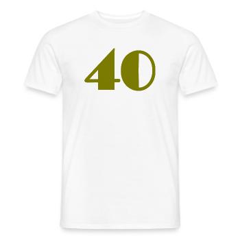 40. 40 ANS. 40e ANNIVERSAIRE. ANNIVERSAIRE 40 ANS. - T-shirt homme - blanc - Devant - AI Model Male 178 dark (178cm)