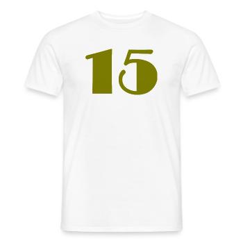 15. 15 ANS. 15e ANNIVERSAIRE. ANNIVERSAIRE 15 ANS. - T-shirt homme - blanc - Devant - AI Model Male 178 dark (178cm)