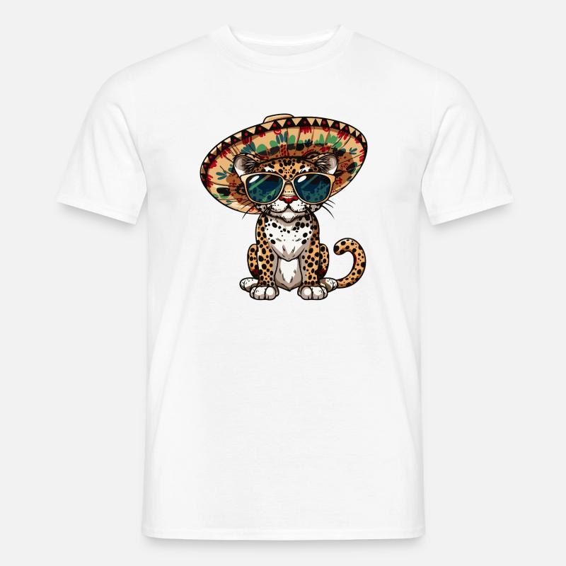 Leopard Comic Funny Sombrero - Men’s T-shirt - white