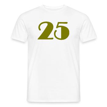 25. 25 YEARS. 25th ANNIVERSARY. 25 YEARS ANNIVERSARY. - Men's T-Shirt - white - Front - AI Model Male 178 dark (178cm)