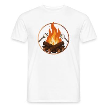 Campfire with Marshmallows Camping Motif - Men's T-Shirt - white - Front - AI Model Male 178 dark (178cm)