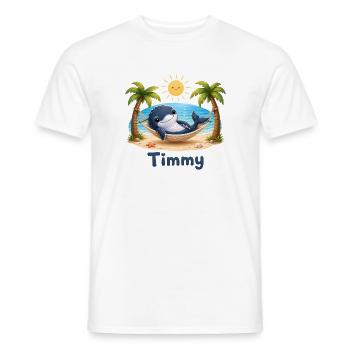 Timmy der Wal am Strandhammock - Männer T-Shirt - Weiß - Vorne - AI Model Male 178 dark (178cm)